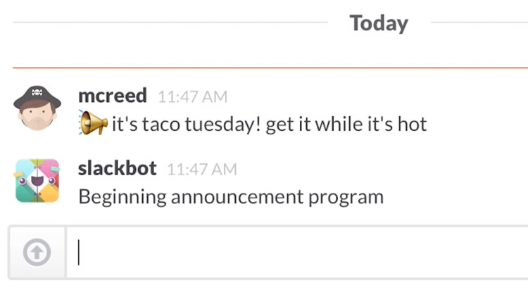 Slack bot chat